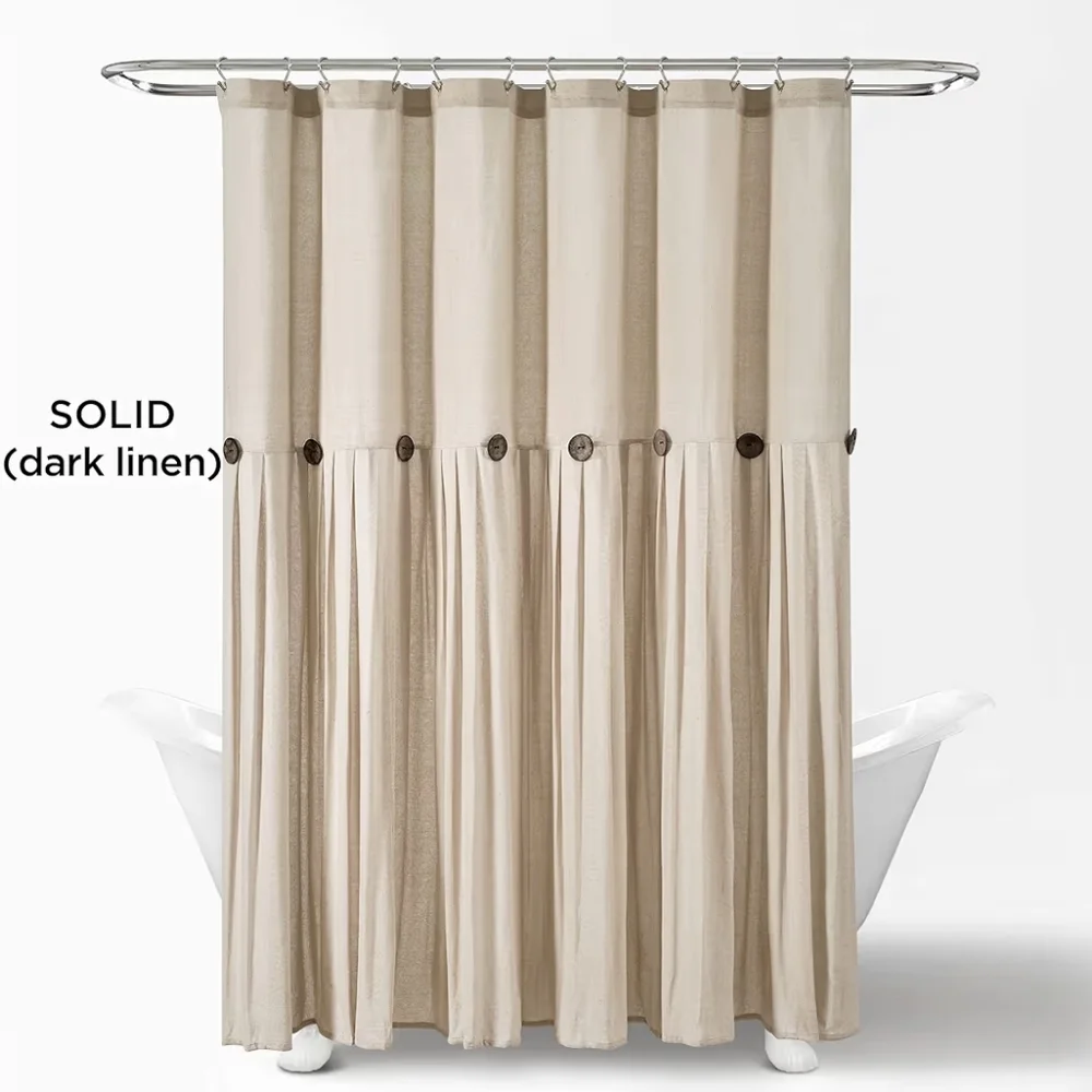 LUSH DECOR SHOWER CURTAIN BLEND LINEN BUTTON